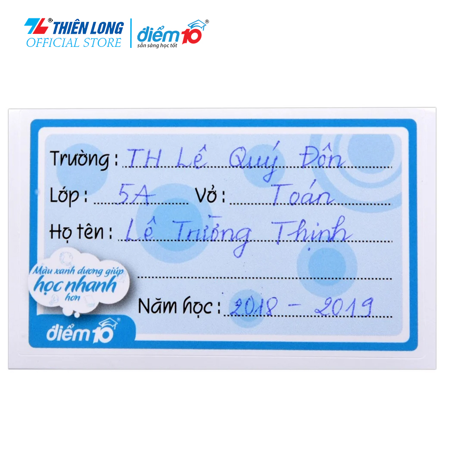 Bộ 10 xấp nhãn vở Thiên Long Điểm 10 TP-NBL01