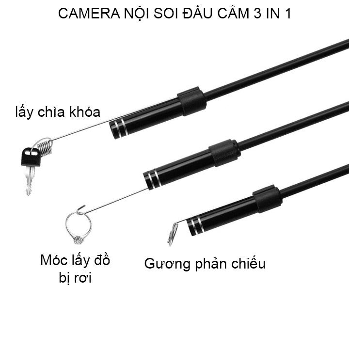 Camera nội soi 5.5mm đầu kết nối 3 trong 1, dài 1-2-5m tùy chọn (hỗ trợ điện thoại Android và máy tính)