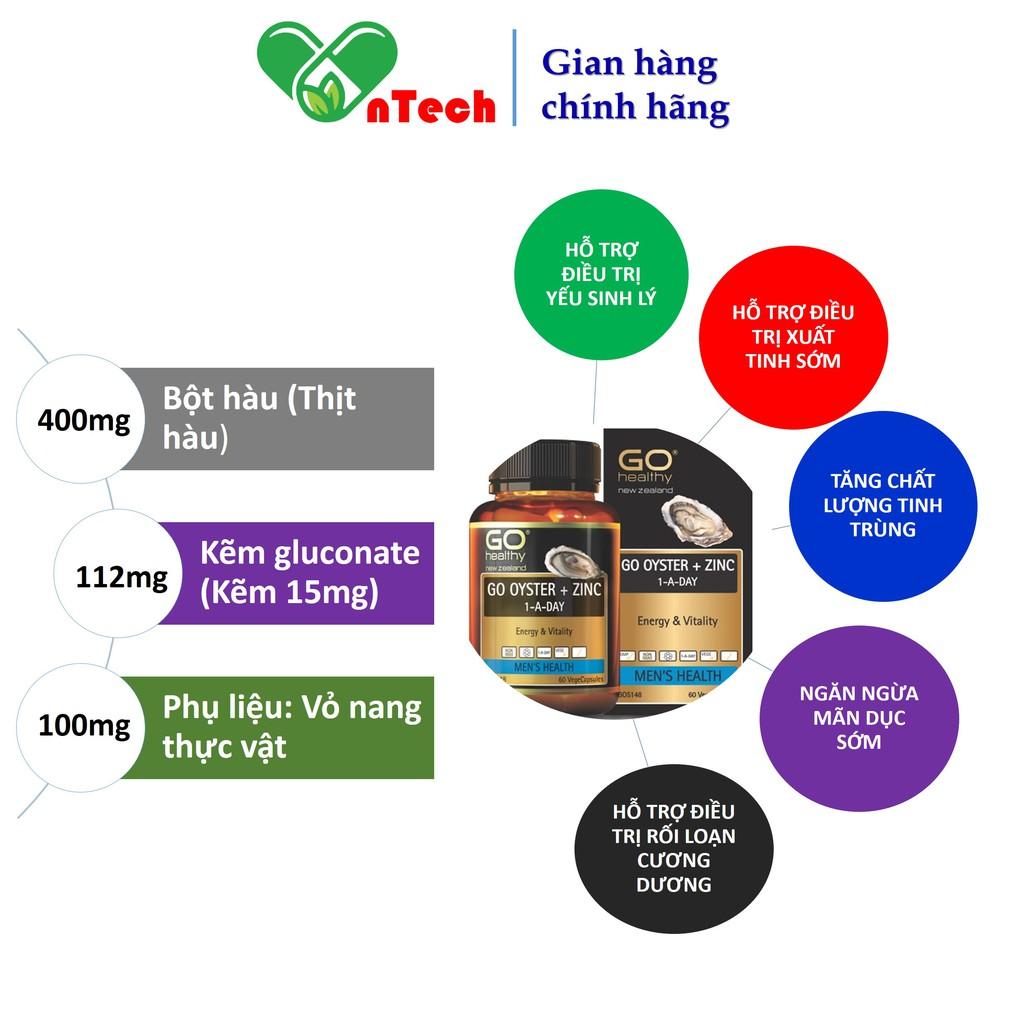 Tinh chất hàu Go Healthy OYSTER + ZINC Tăng cường sinh lý dứt điểm tình trạng Xuất tinh sớm rối loạn cương dương hộp 30 viên và 60 viên