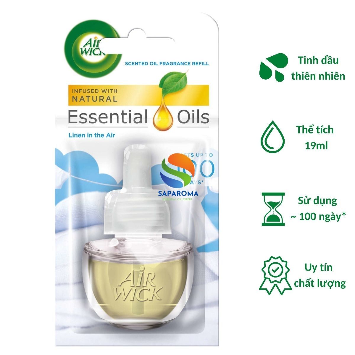 Combo 2 Lọ tinh dầu thơm phòng, hỗ trợ khử mùi Air.Wick 19ml nhập khẩu Châu Âu