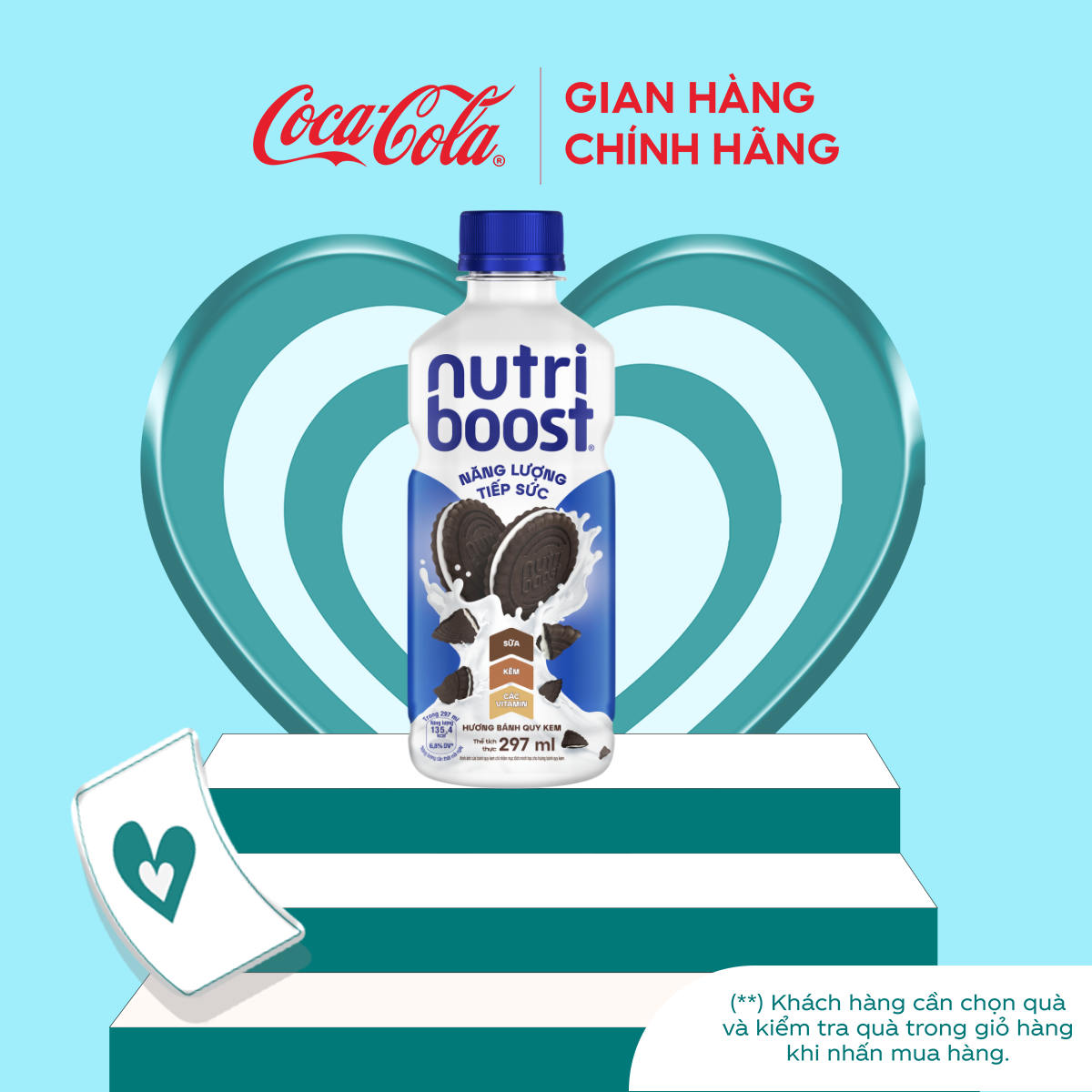 Lốc 6 Chai Thực phẩm bổ sung Nước uống sữa trái cây Nutriboost hương bánh quy kem 297ml/Chai Coca-Cola Official Store