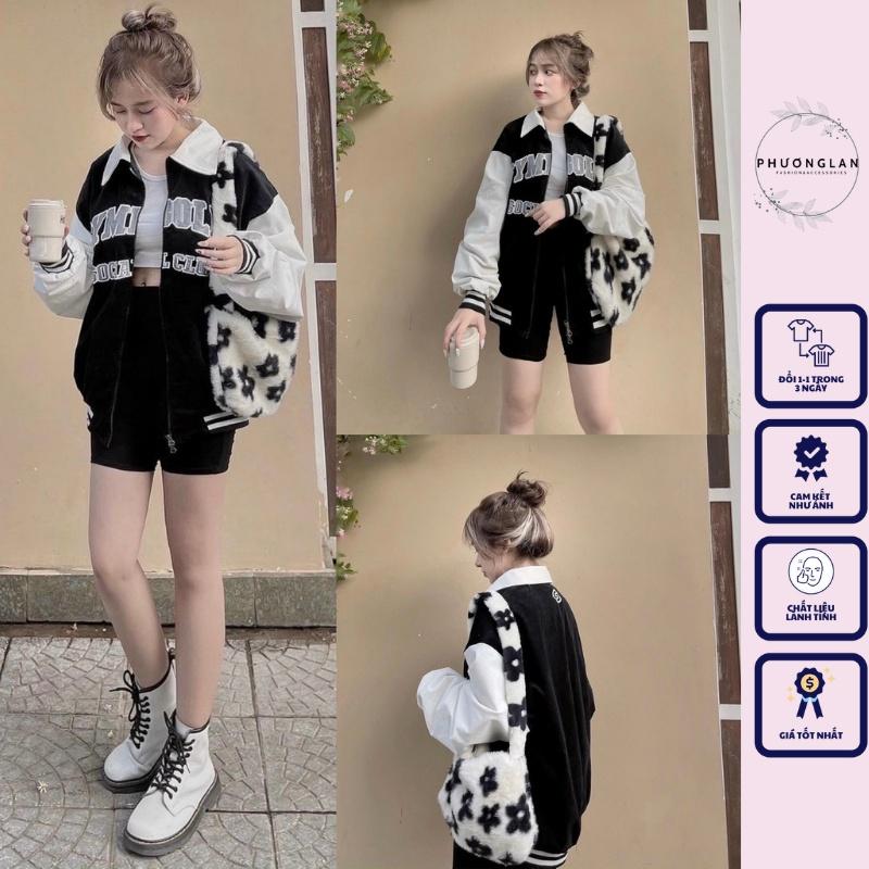 Áo khoác cổ bẻ Áo dài tay raglan phối hai màu đen trắng cổ bẻ tay bồng dành cho nữ PHULA unisex Hàn Quốc Ulzzang