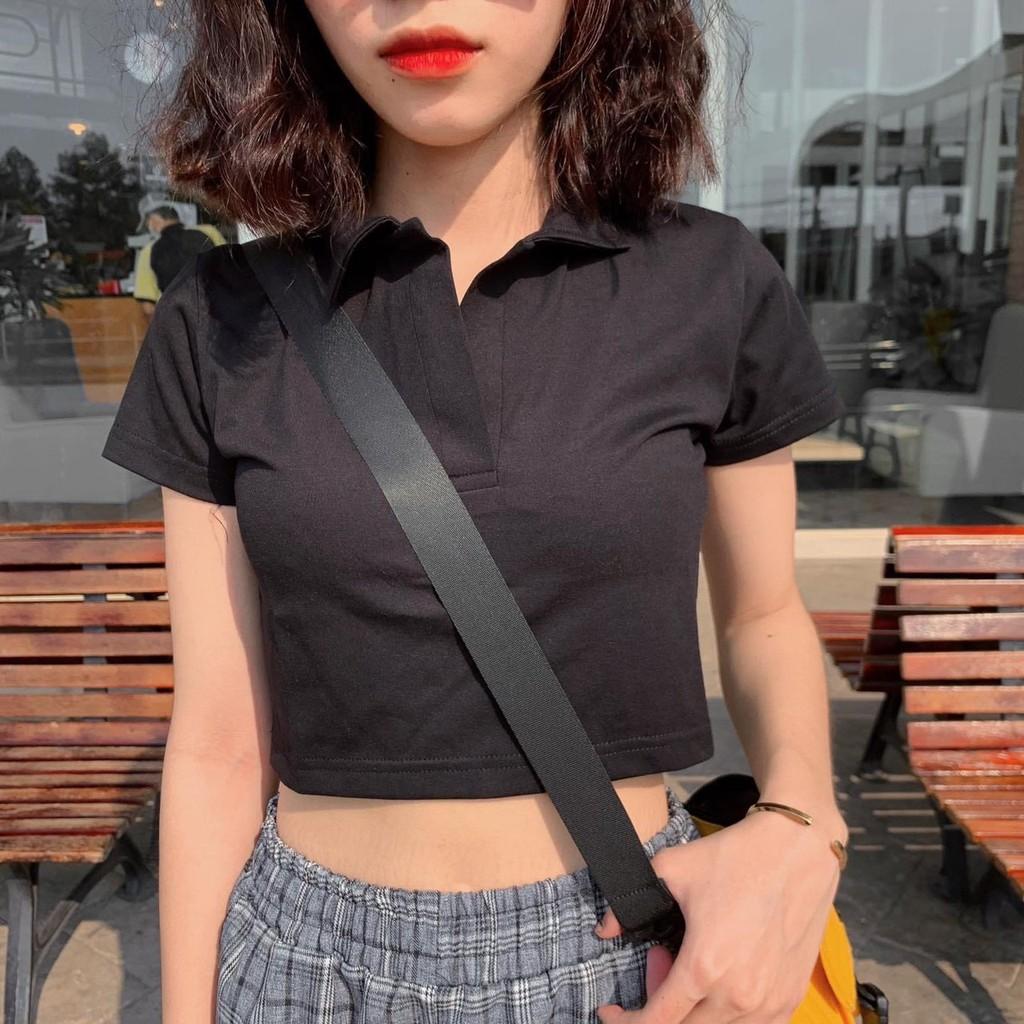 Áo croptop polo nữ