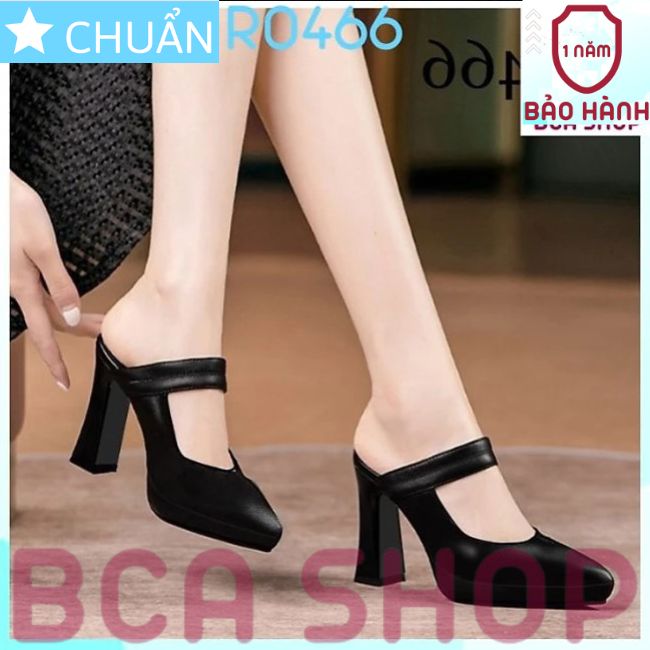 Giày cao gót nữ 8p RO466 ROSATA tại BCASHOP bít mũi, hở gót, gót trụ cùng màu thân - màu đen