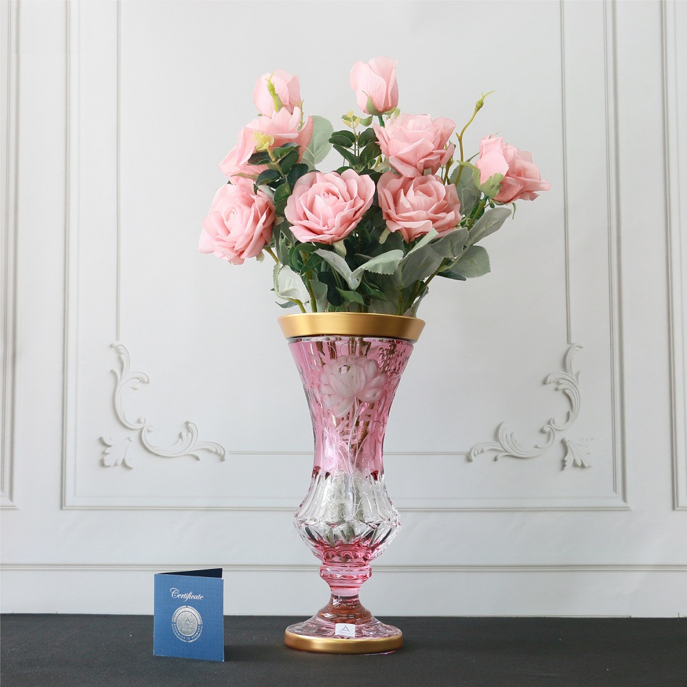Bình Cắm hoa Primerose Gold Pha lê Màu - Mạ vàng Arnstadt Cao 34cm