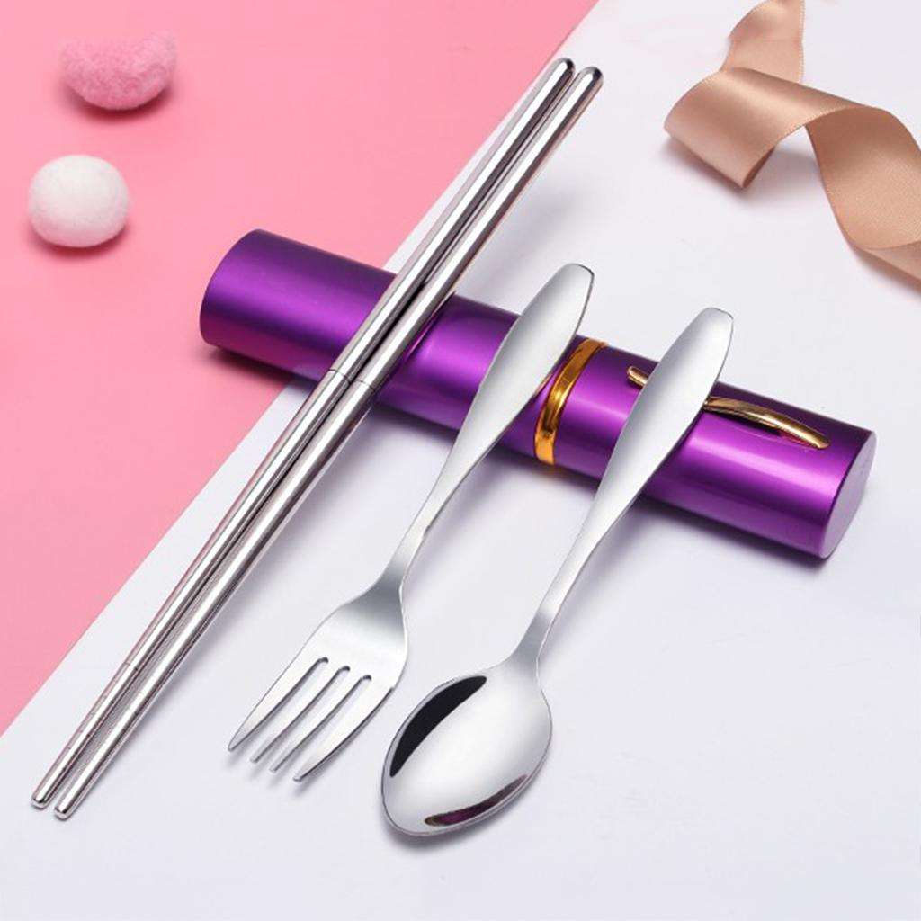 Tableware Stainless Steel Travel Portable Chopsticks, Forks Spoons