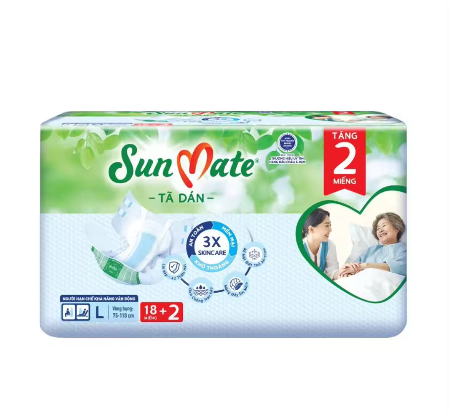 Mẫu Mới - Tã dán Sunmate L18 +2 (20 Miếng) (Mẫu Mới Của Sunmate ML18) - Tã người lớn Sunmate- Date mới