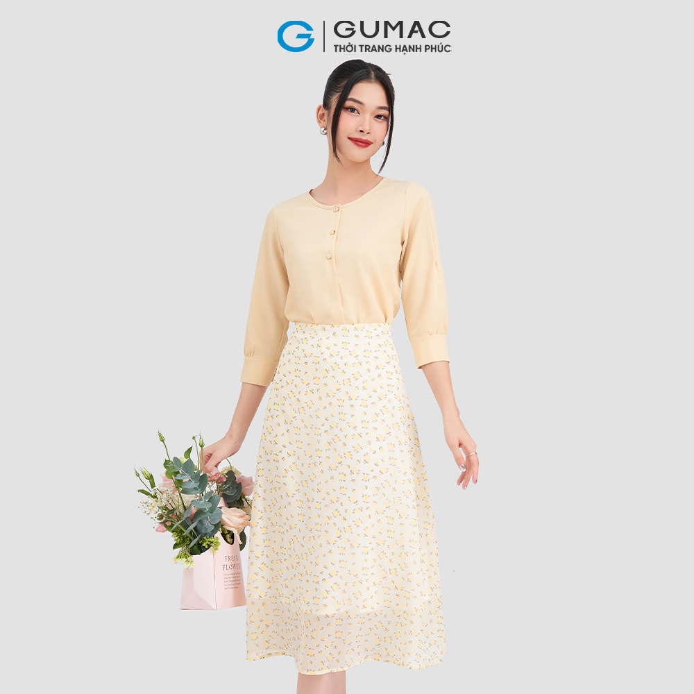 Chân váy hoa midi GUMAC VD03056