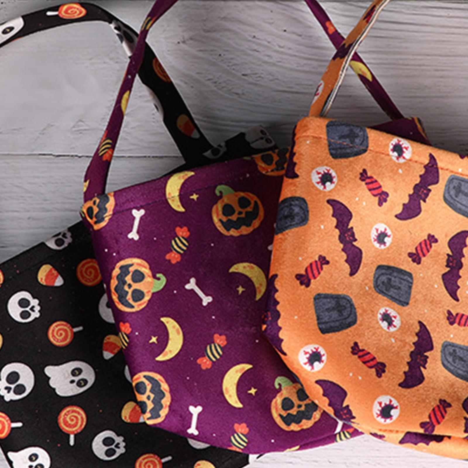 3x Halloween Party Candy Bag, Candy Bucket, Portable Candy Tote Bucket, Halloween Bags Decor