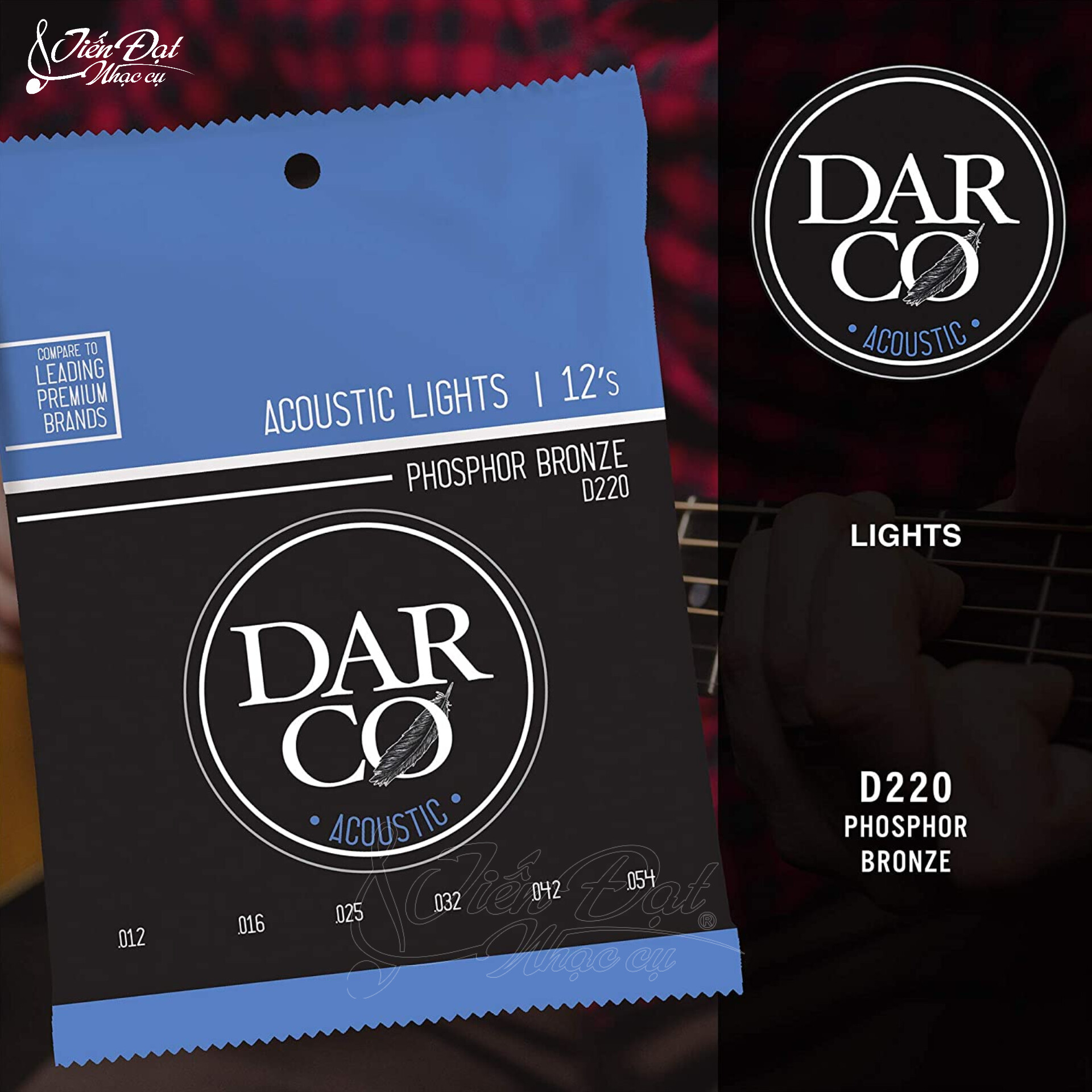 Dây Đàn Guitar Acoustic Martin D220 Darco 92/8 Phosphor Bronze Lights 12-54