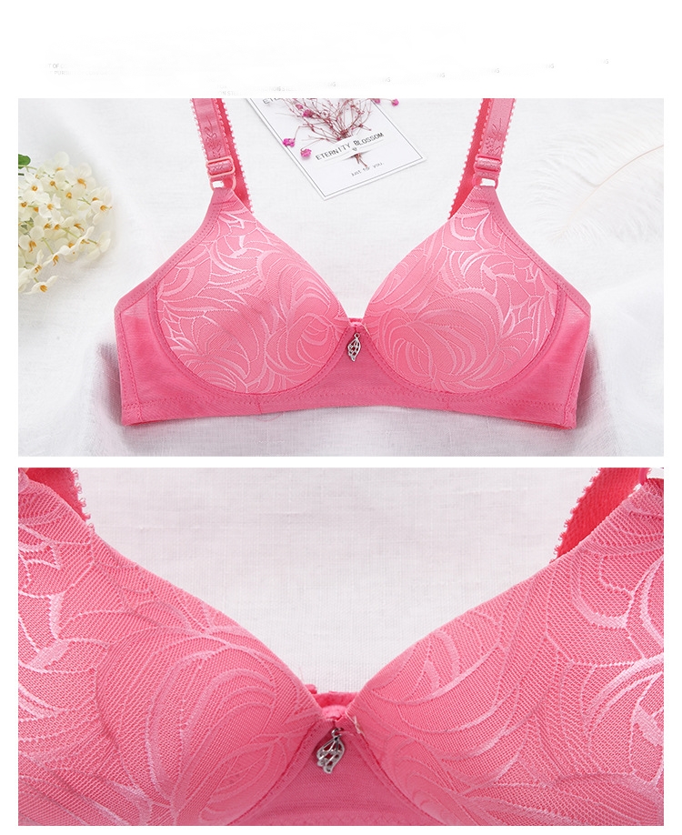 Áo lót trơn không gọng mút đệm vừa cotton thêu vân gân lá