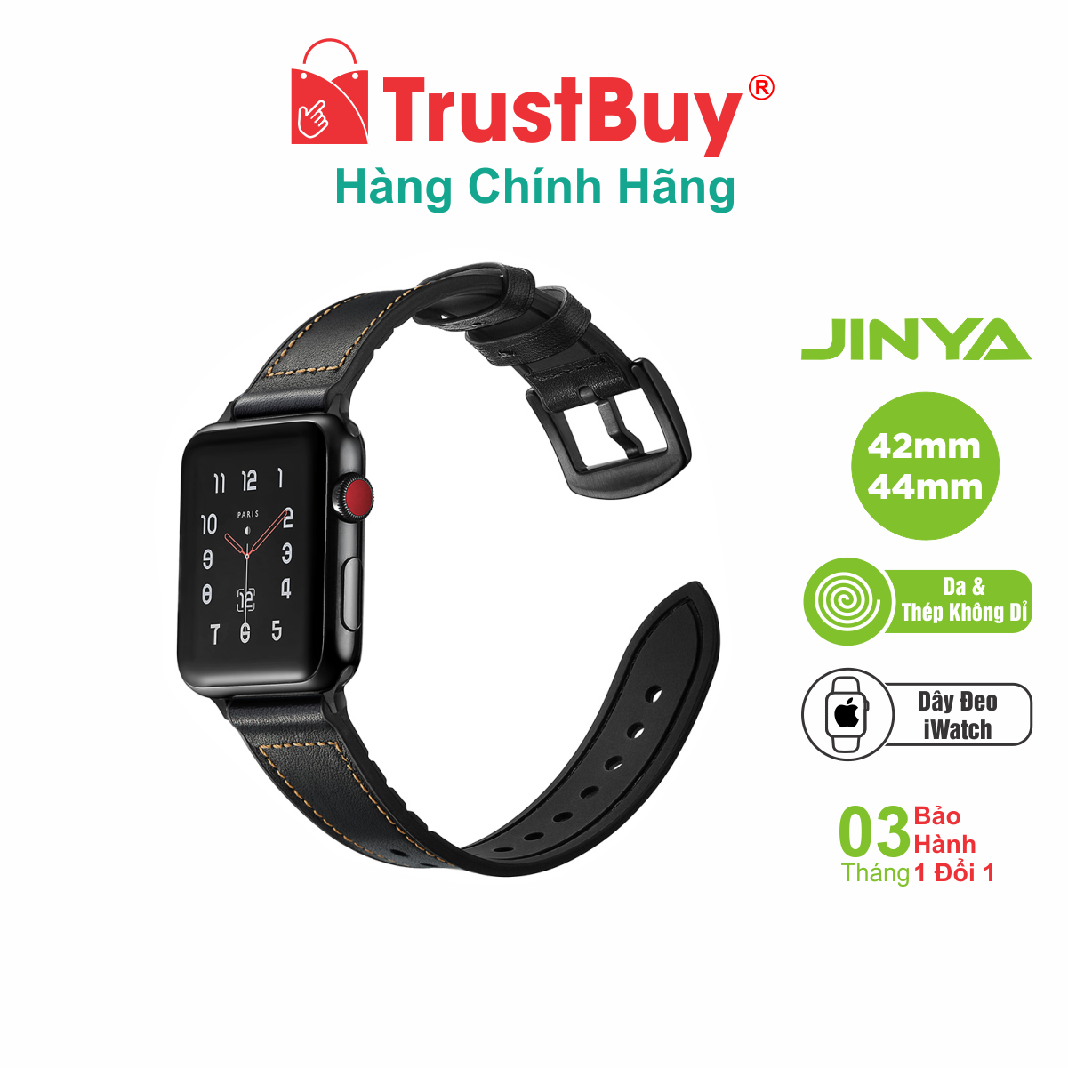 Dây Đeo cho Apple Watch 42mm và 44mm Cao Cấp JINYA HERO LEATHER - JA4038 - Hàng Chính Hãng