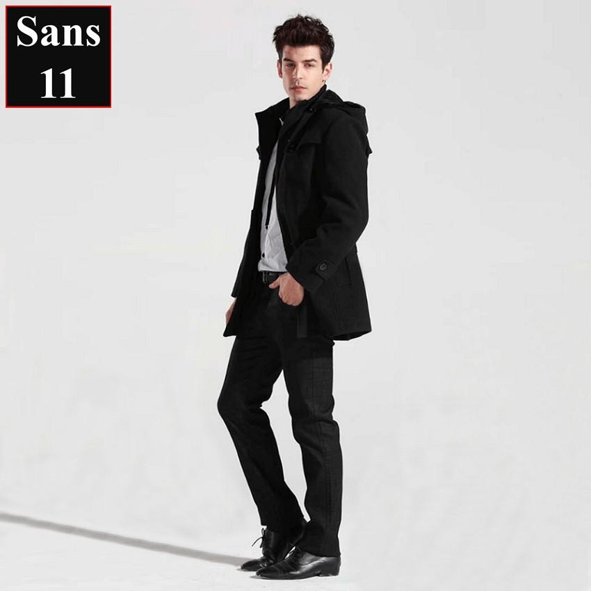 Áo Khoác Dạ Nam Trần Bông Áo Khoác Nam Có Mũ Có Đai Siêu Ấm Sans11 Sans Shop