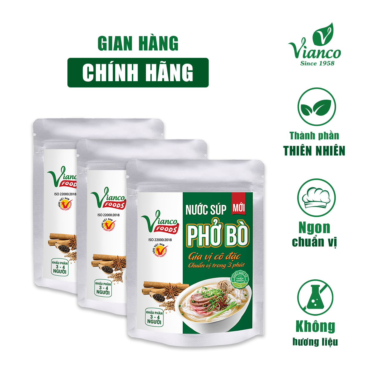 Combo 03 Túi Nước Súp Phở Bò Viêt Ấn