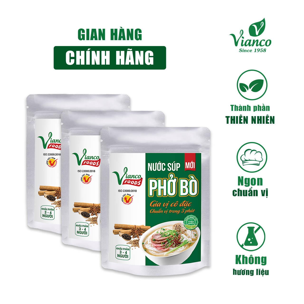 Combo 03 Túi Nước Súp Phở Bò Viêt Ấn (200ml/túi)