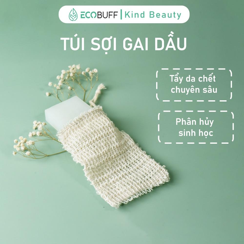 Túi lưới tạo bọt Ecobuff túi sợi gai dầu sisal, tẩy da chết, thân thiện môi trường