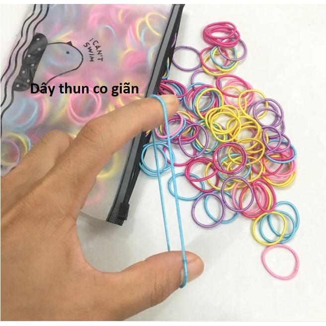 Túi zip 500 sợi thun cột tóc, chun buộc tóc du lịch siêu dễ thương, dây buộc tóc co giãn GD509-Thu