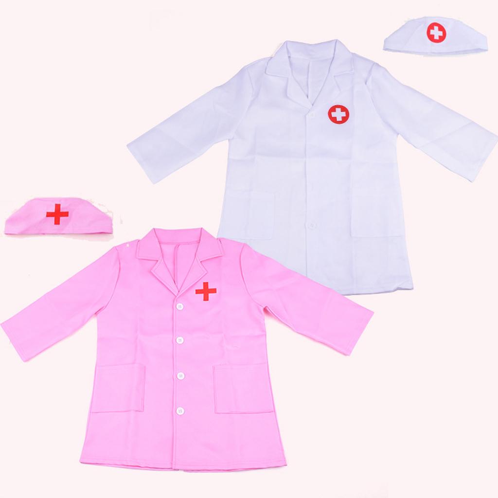 2x Kids Doctor Coat Nurse Uniform Fancy Dress Up Cosplay Costume