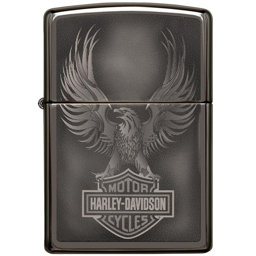 Bật Lửa Zippo 49044 – Zippo Harley-Davidson Bar &amp; Shield Logo Black Ice