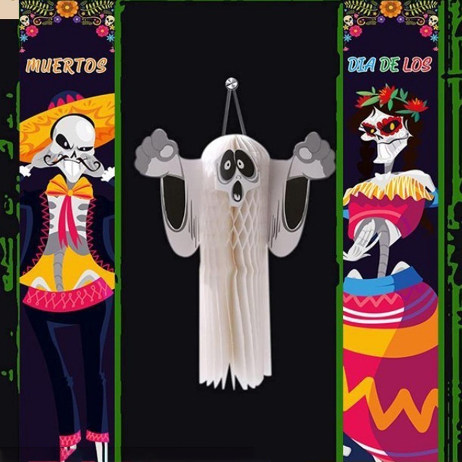 Halloween Banners Mexican Day of The Dead Flag Halloween Welcome Signs Hanging Sign Halloween Party Decoration for Backyard Porch Front Door