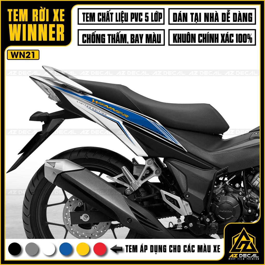 Tem Rời Dán Xe Winner V1 / 150 Mẫu DOHC | WN21 | Decal Chế Xe Máy PVC Cao Cấp - Xanh Trắng Đen