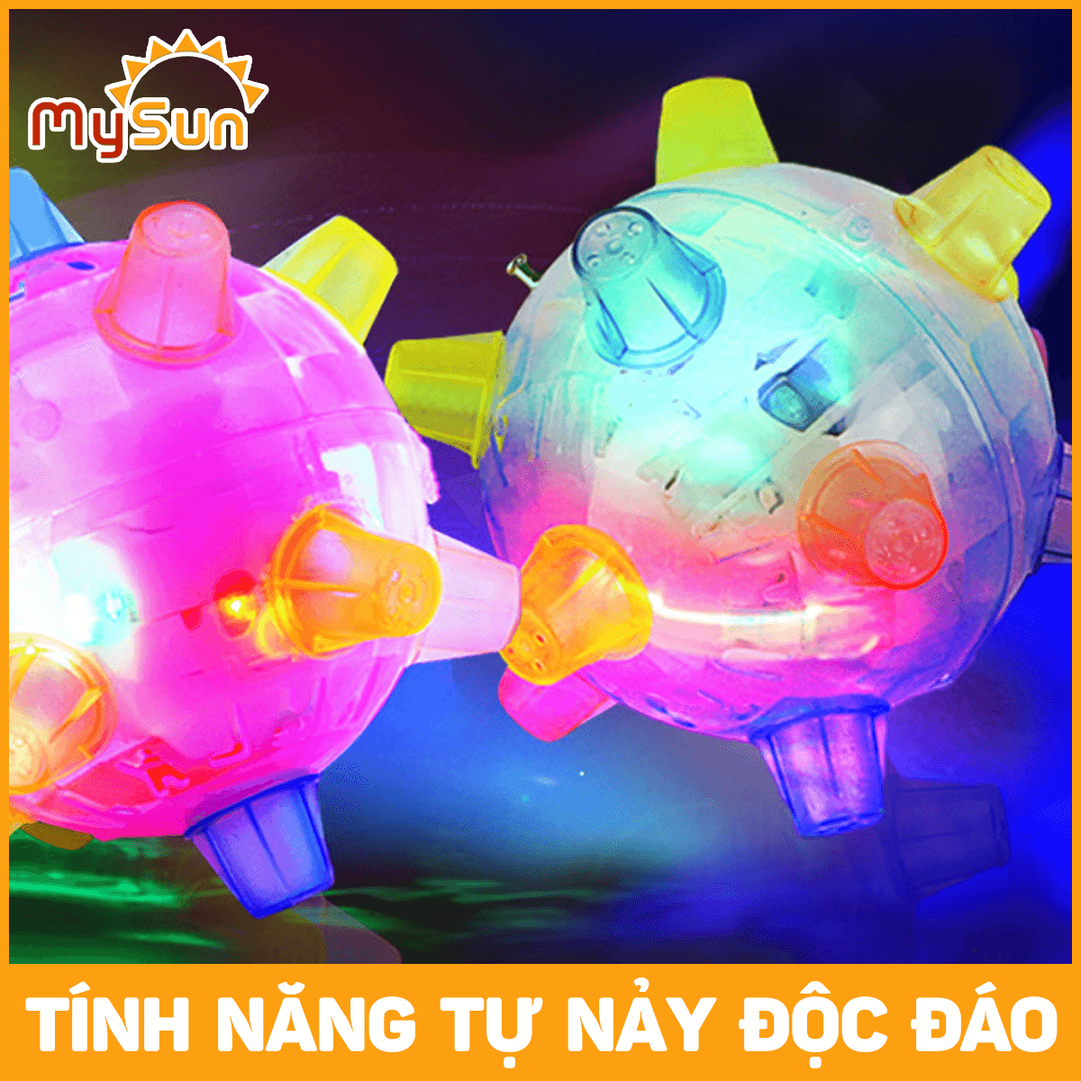 Bóng gai nảy phát sáng cao su đồ chơi có đèn cho bé MySun