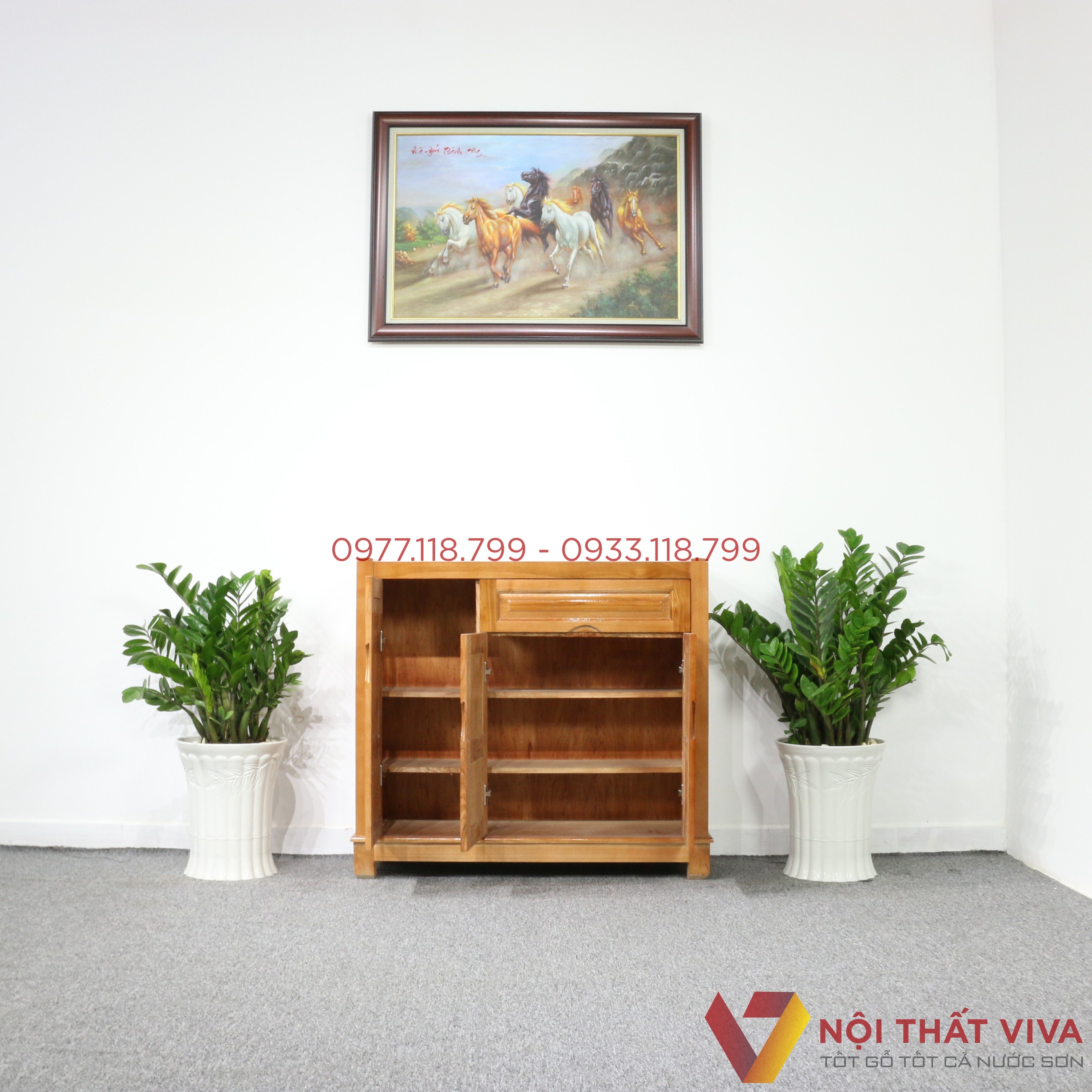 Tủ Giày Dép Gỗ Sồi 3 Cánh Đẹp Giá Rẻ