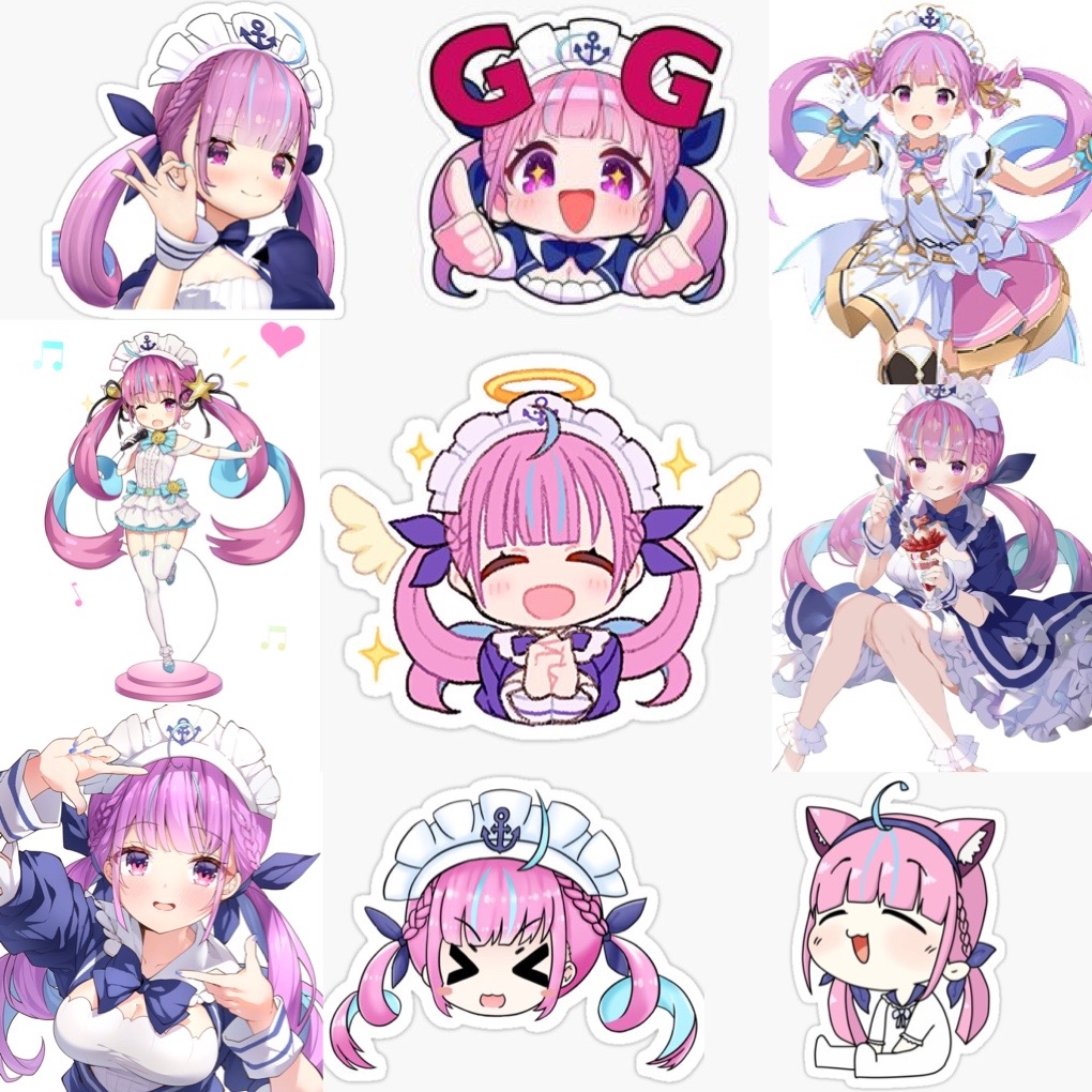 Ảnh Sticker Aqua Hololive 30-60cái ép lụa khác nhau/Hình dán Vtuber Aqua