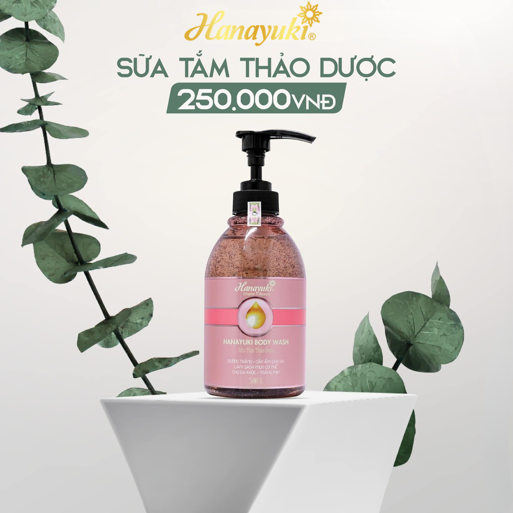Sữa Tắm Thảo Dược Body Wash Hanayuki Chính Hãng Dưỡng Trắng Cấp Ẩm Sạch Mụn Cơ Thể 500g