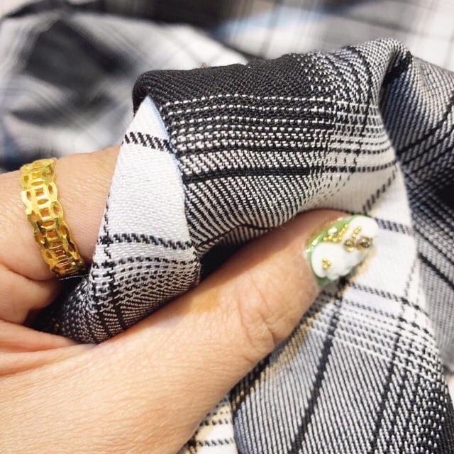 ÁO SƠ MI KẺ CARO DÁNG THỤNG - KẺ ĐEN