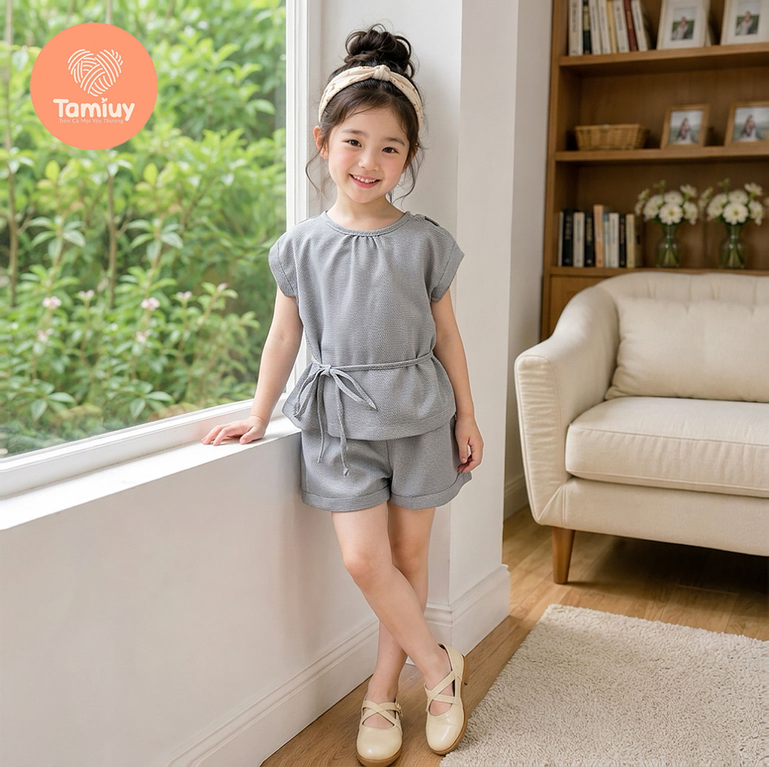 TAMIUY JOLLY SET – Set Bộ Bé Gái Cao Cấp Kèm Quần Short | Size 10–42kg