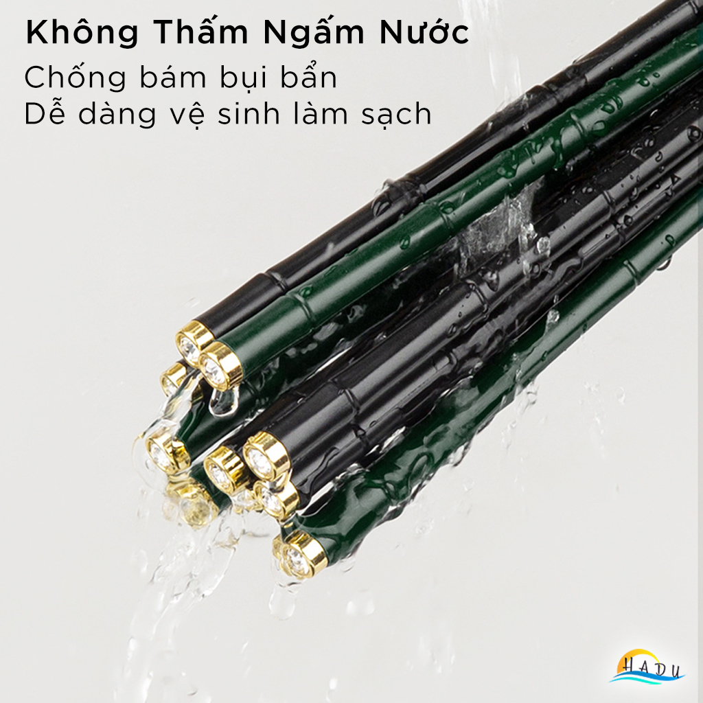 [10 Đôi] Đũa Ăn Cơm Inox 304 Chống Trượt Kiểu Hàn Quốc Cao Cấp Hình Cây Tre Sang Trọng HADU