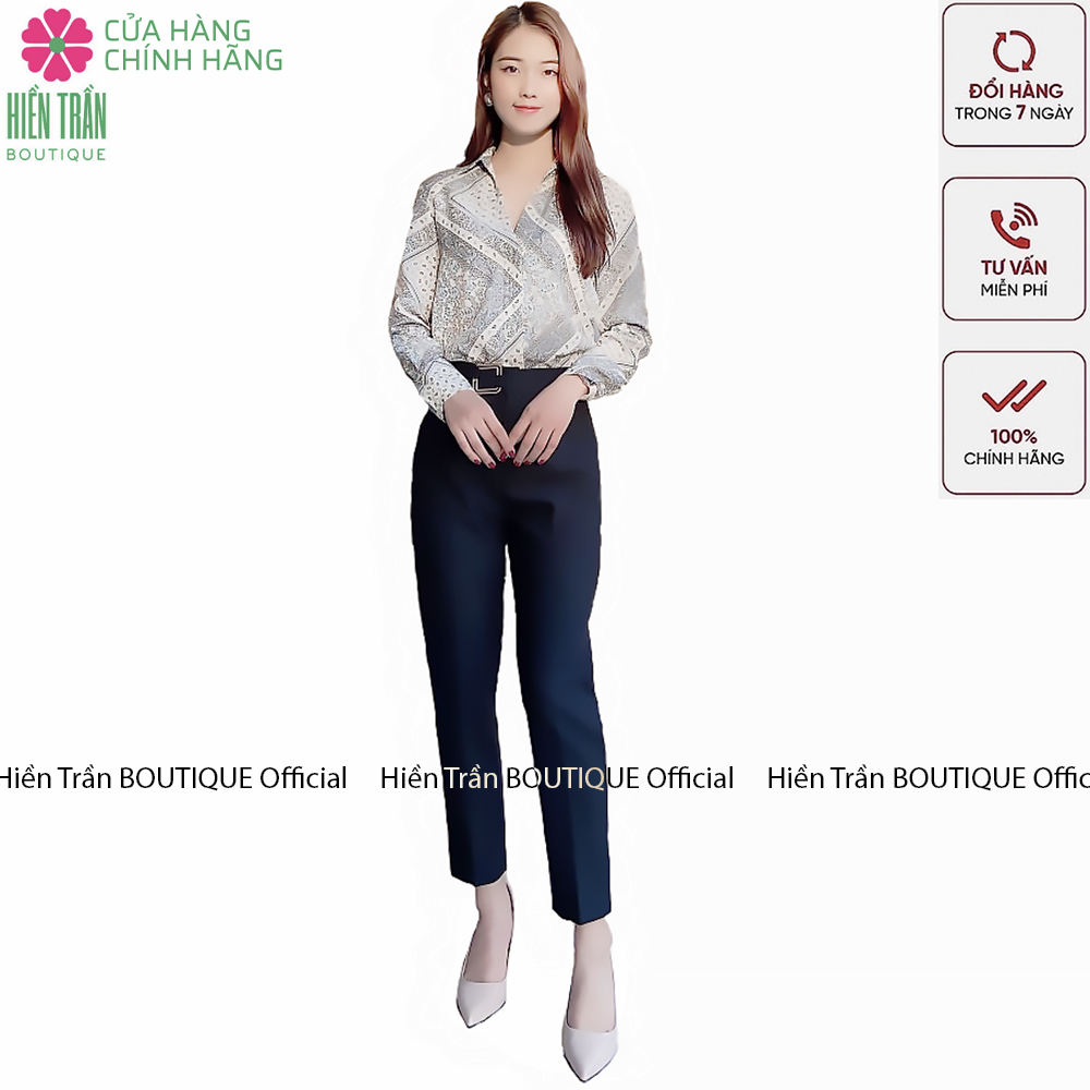 Quần baggy nữ Hiền Trần BOUTIQUE đẹp chất vải cao cấp baggy công sở đai ô vuông phong cách cá tính