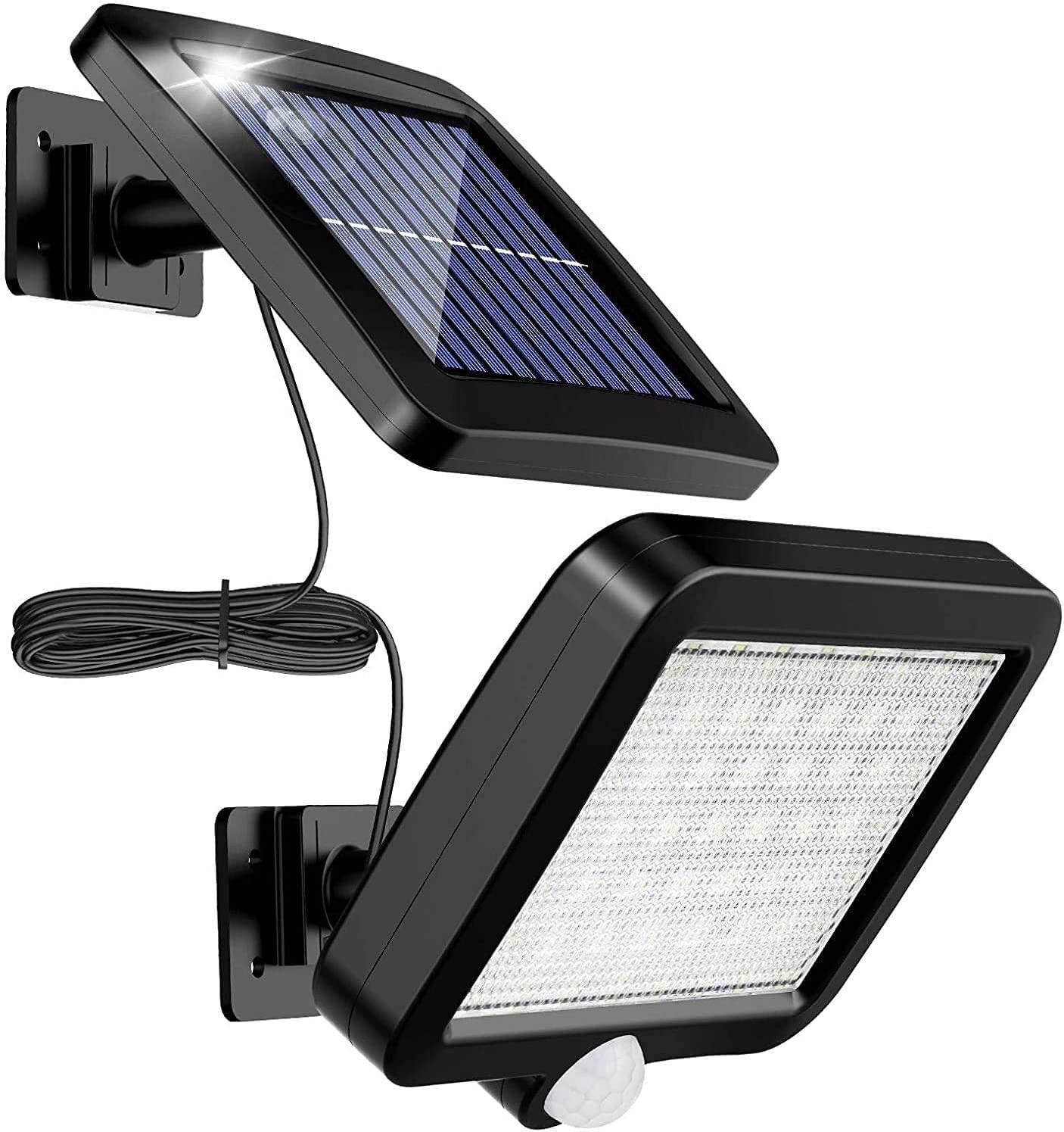 Đèn năng lượng mặt trời với cảm biến chuyển động 56 LED, Đèn sân vườn năng lượng mặt trời chống nước 120° IP65 với cáp 5m