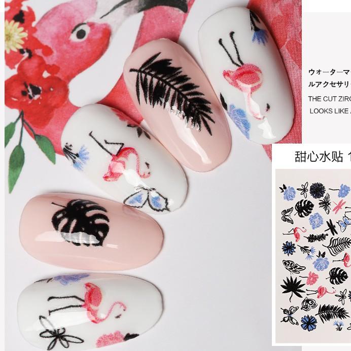 Sticker nails hoa hồng hạc  - hình dán móng 3D 3602