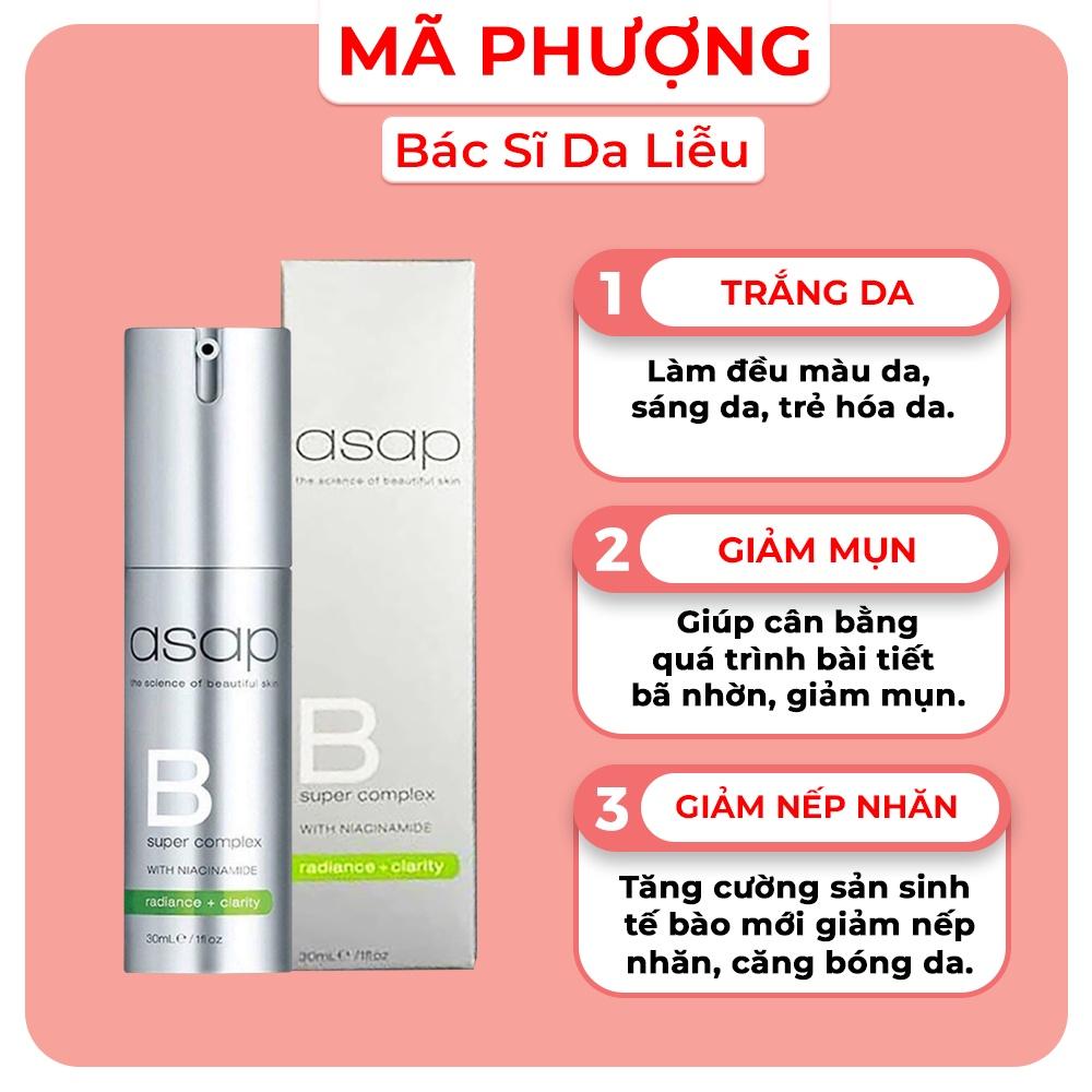 Serum dưỡng trắng da, giảm nếp nhăn, giảm mụn ASAP B Super Complex With Niacinamide 30ml - Bác sĩ Mã Phượng