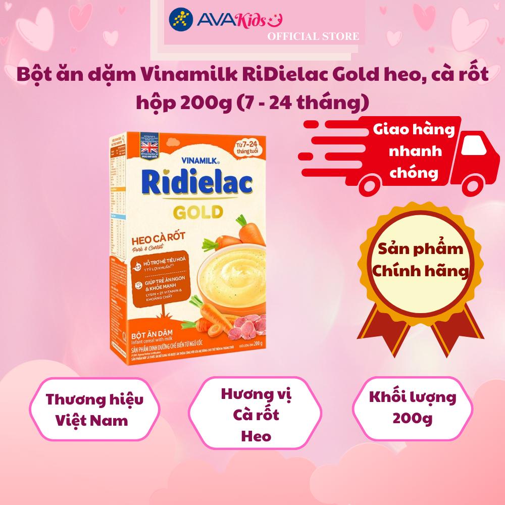 Bột ăn dặm Vinamilk RiDielac Gold heo, cà rốt hộp 200g (7 - 24 tháng)