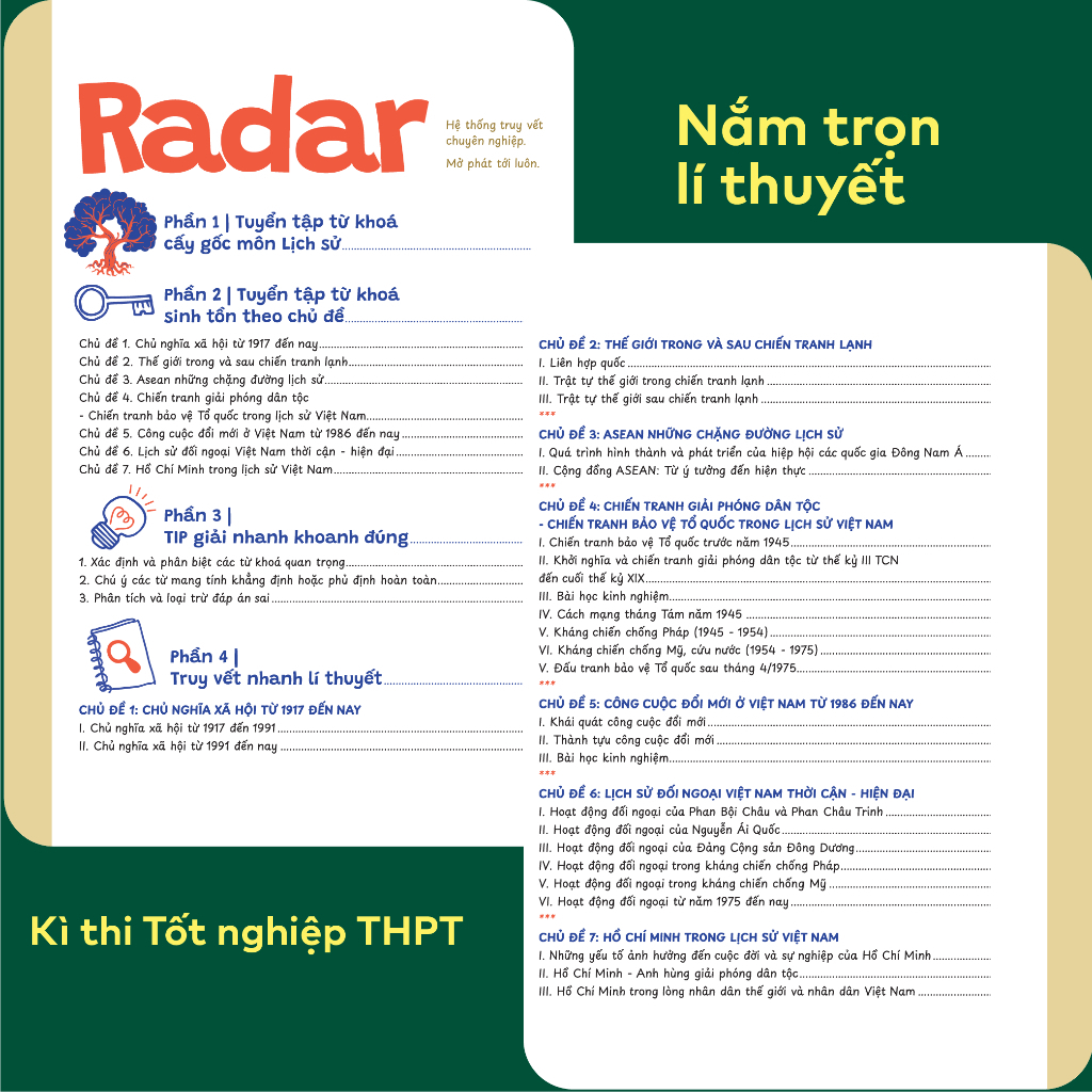 Sách P.H.A.O Lịch sử Ôn luyện thi tốt nghiệp THPT, ĐGNL (Lấy gốc lí thuyết)