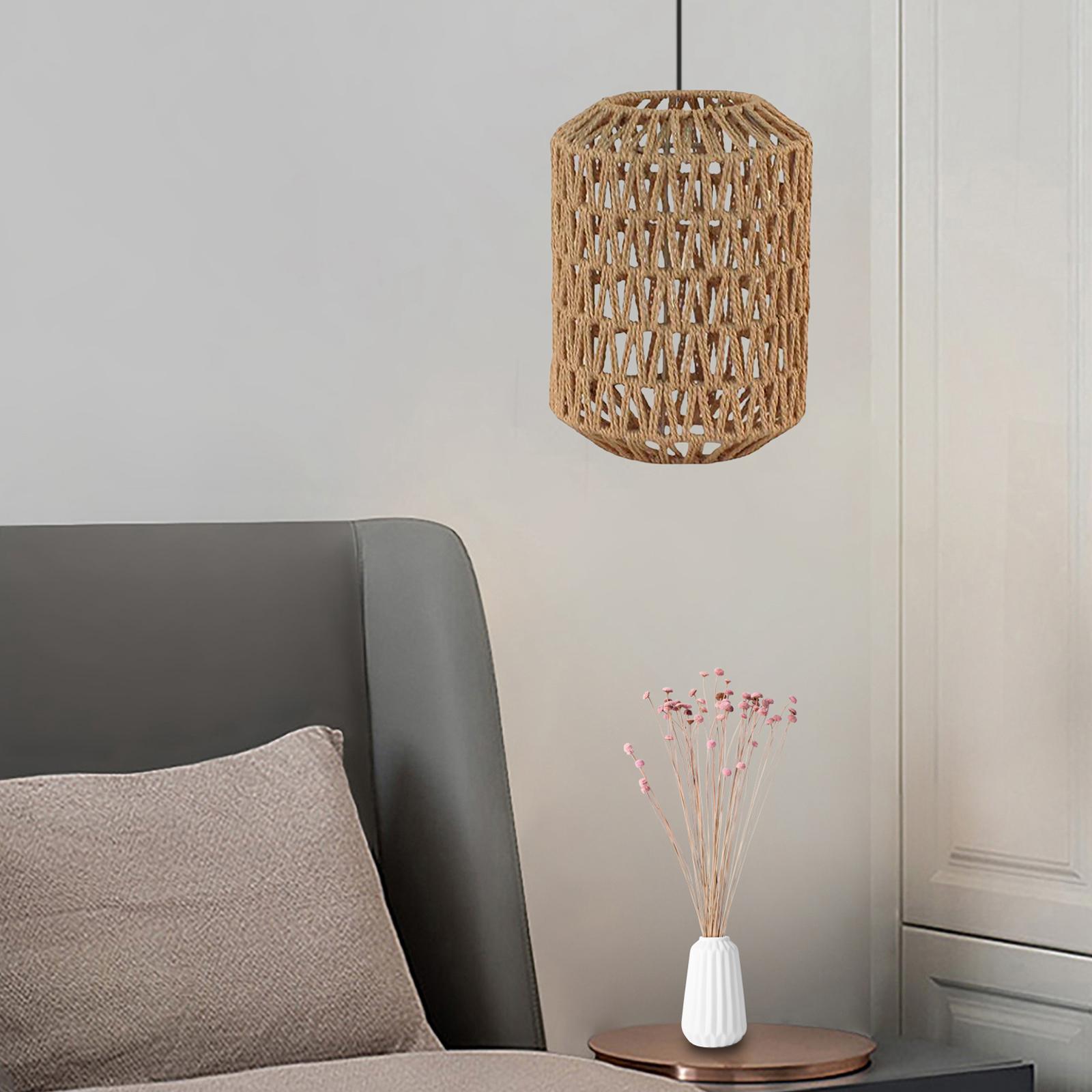 Woven Lamp Shade Woven Pendant Lampshade for Restaurant Teahouse Dining Room