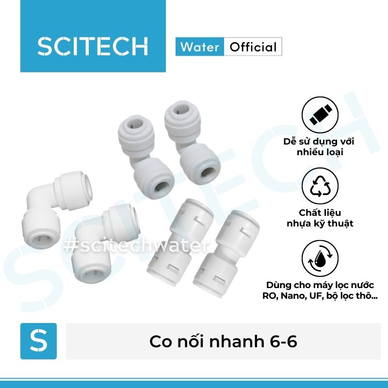 Co nối nhanh 2 đầu dây dùng trong máy lọc nước (Co nối nhanh 2 đầu dây 6, Co nối nhanh 2 đầu dây 10, Co nối nhanh dây 10 ra dây 6...) - Combo 2 cái hoặc 5 cái hoặc 10 cái