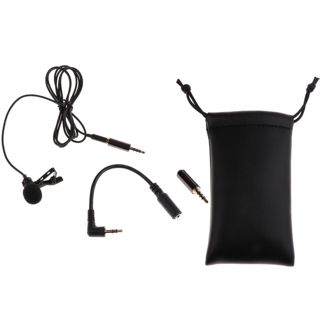 3.5mm Lapel Clip-on Microphone+Right Angle Adapter Cable+Adapter Converter for Smartphone Phone