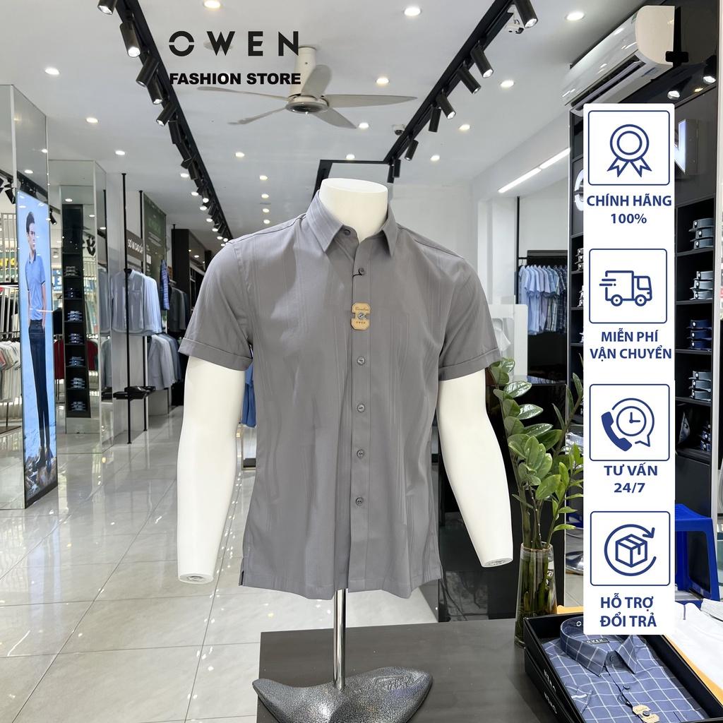 Áo Sơ mi Owen nam ngắn tay dáng Bodyfit sợi Bamboo cao cấp mềm mịn mát AB230197NT
