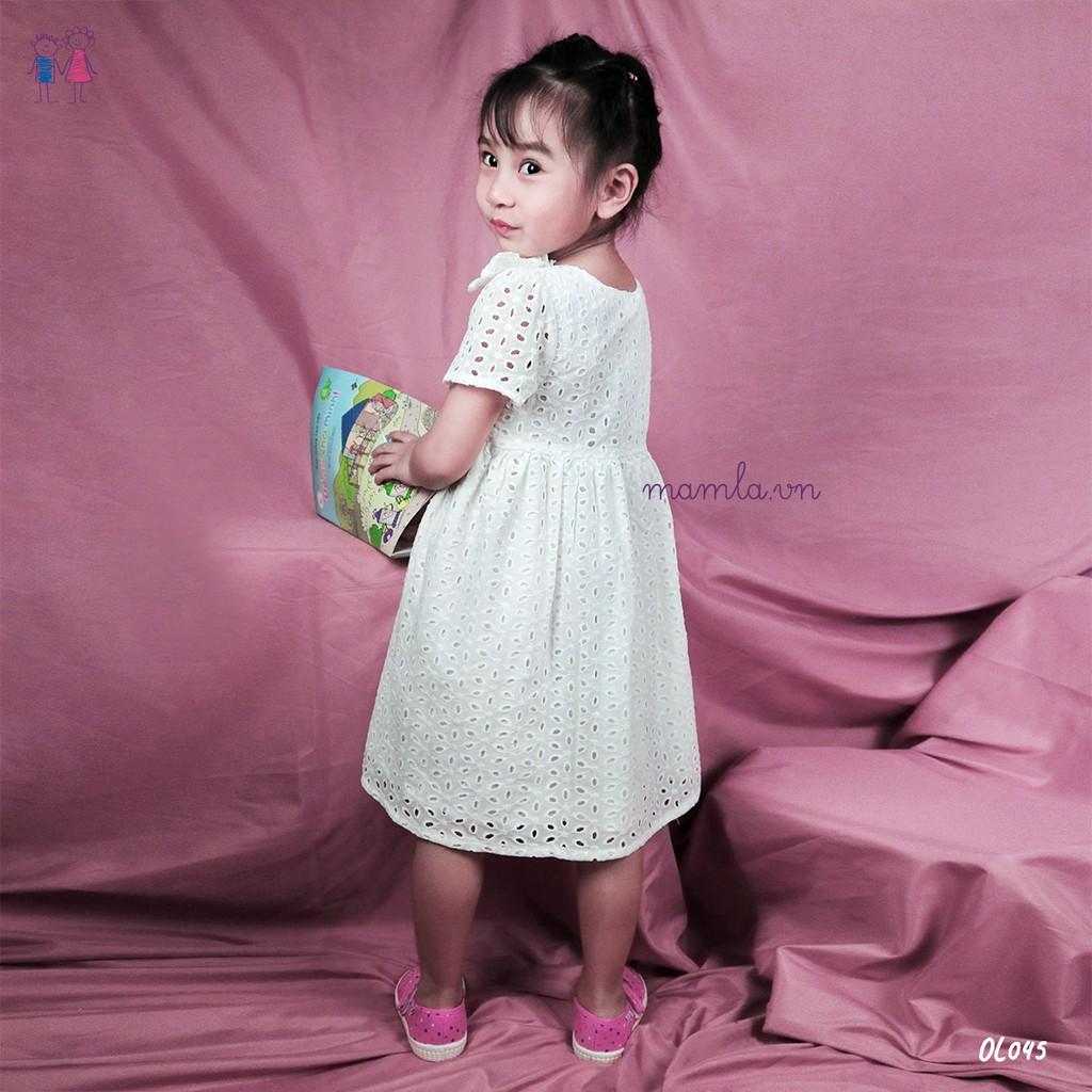 Đầm hoa thêu nổi tiểu thư cho Bé gái