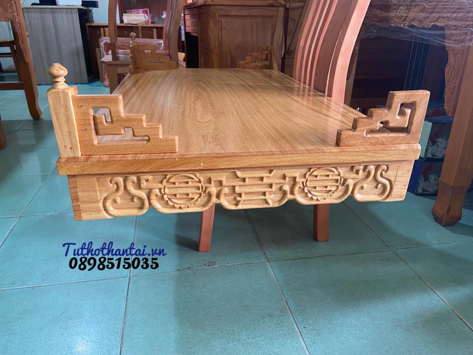 Bàn thờ treo tường Triện ngang 107cm mẫu mới - Gỗ Gõ Đỏ