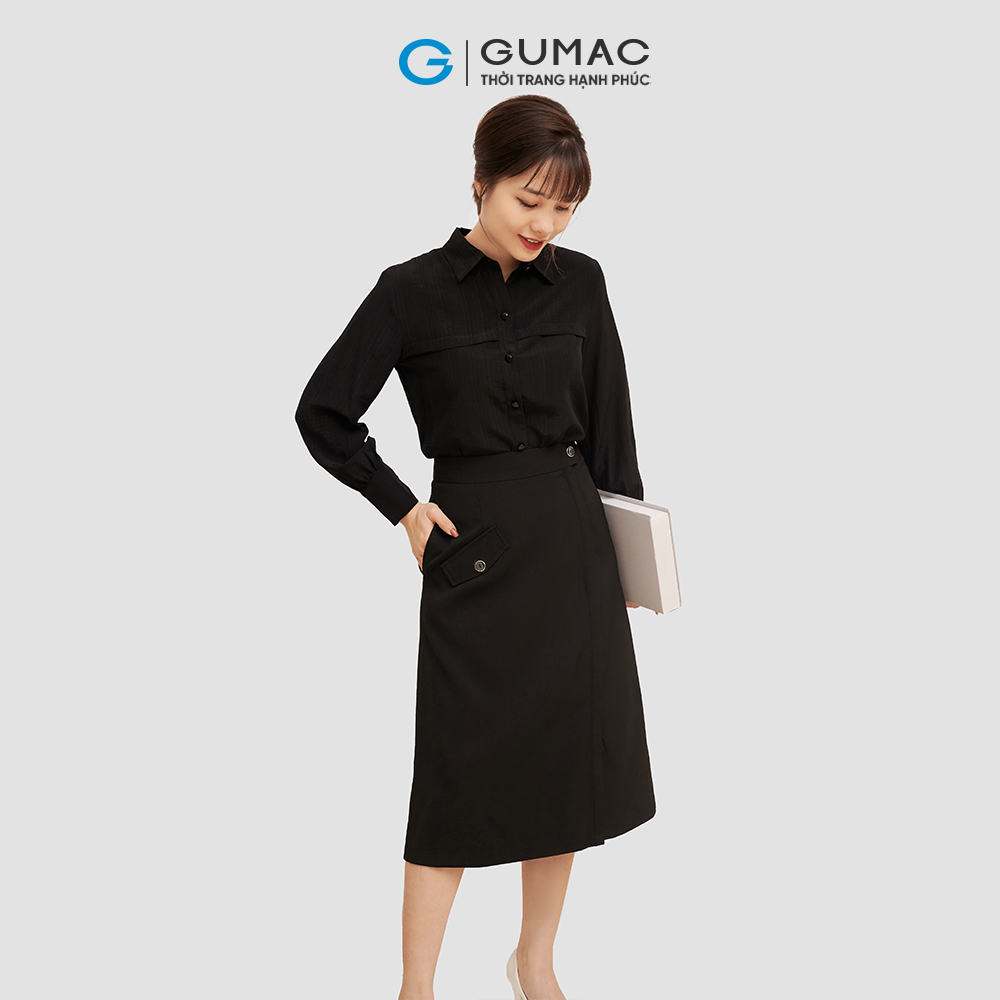 Chân váy nữ GUMAC VC06047 xẻ nắp túi