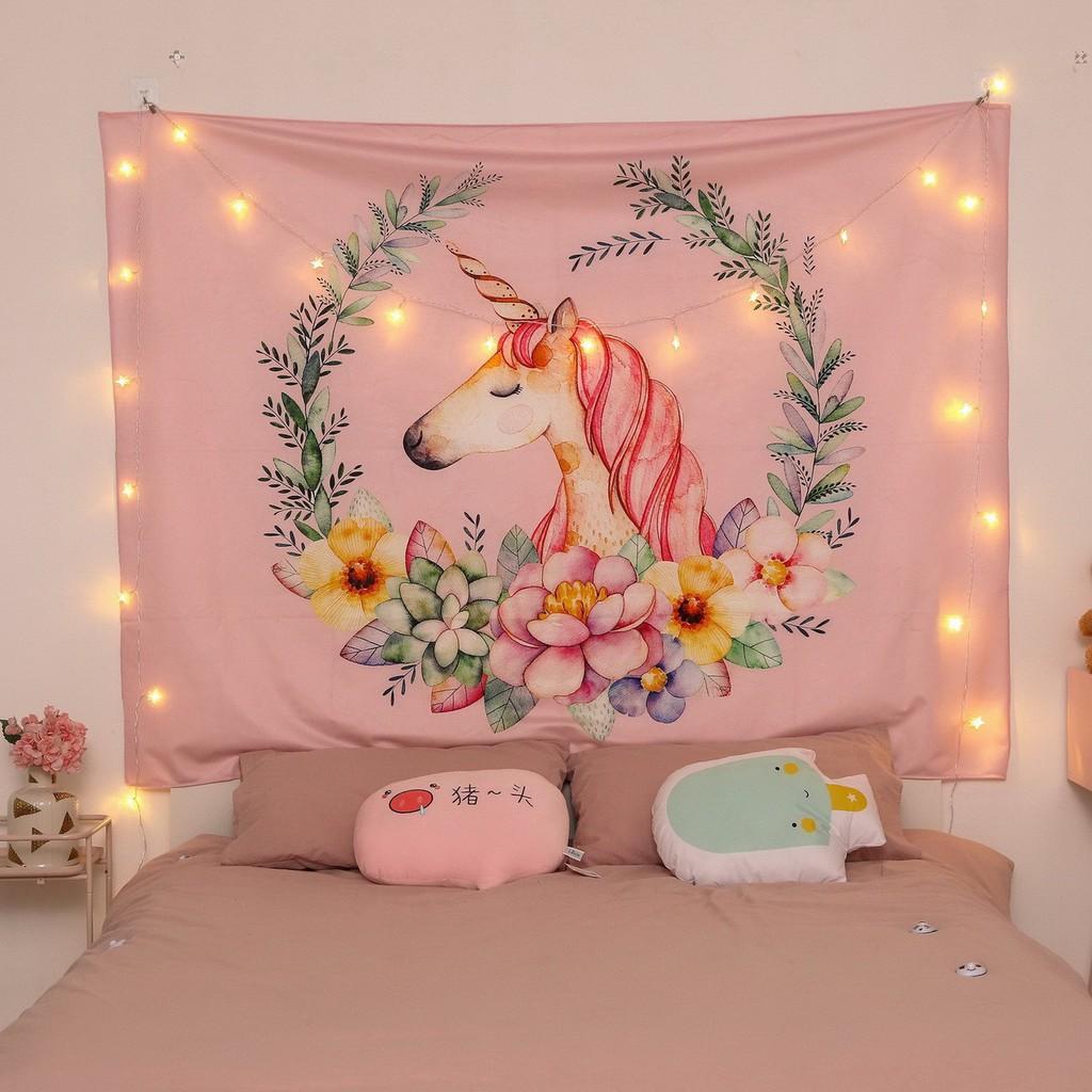 Thảm decor - Tranh vải họa tiết ngựa hồng cute, trang trí phòng cho các bé cực dễ thương
