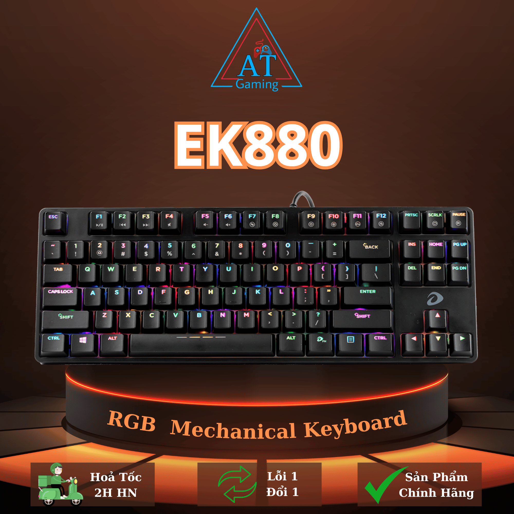 Bàn Phím Cơ Gaming Dareu Ek880 Led Rgb - Hàng Chính Hãng - Red Switch