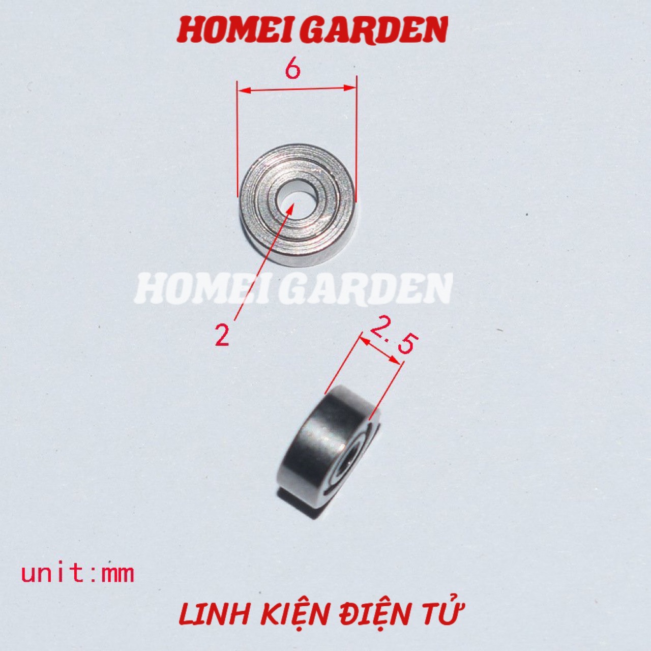 2 bạc đạn mini trục 2mm đường kính 6mm kích thước 2x6x2.5mm làm mô hình DIY - HM0118