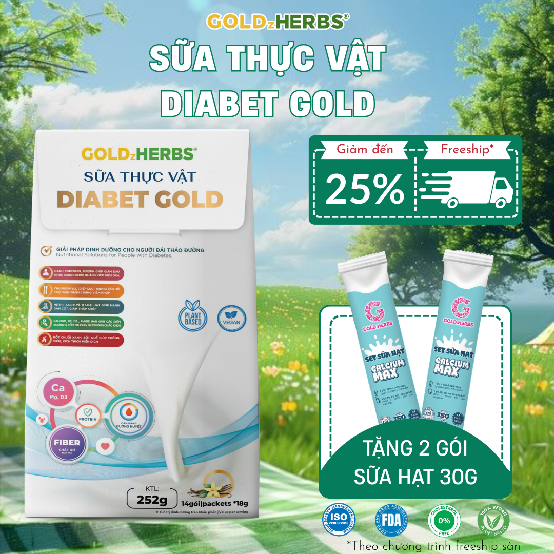 Sữa thực vật GoldzHerbs Diabet Gold 14 gói/ 500g