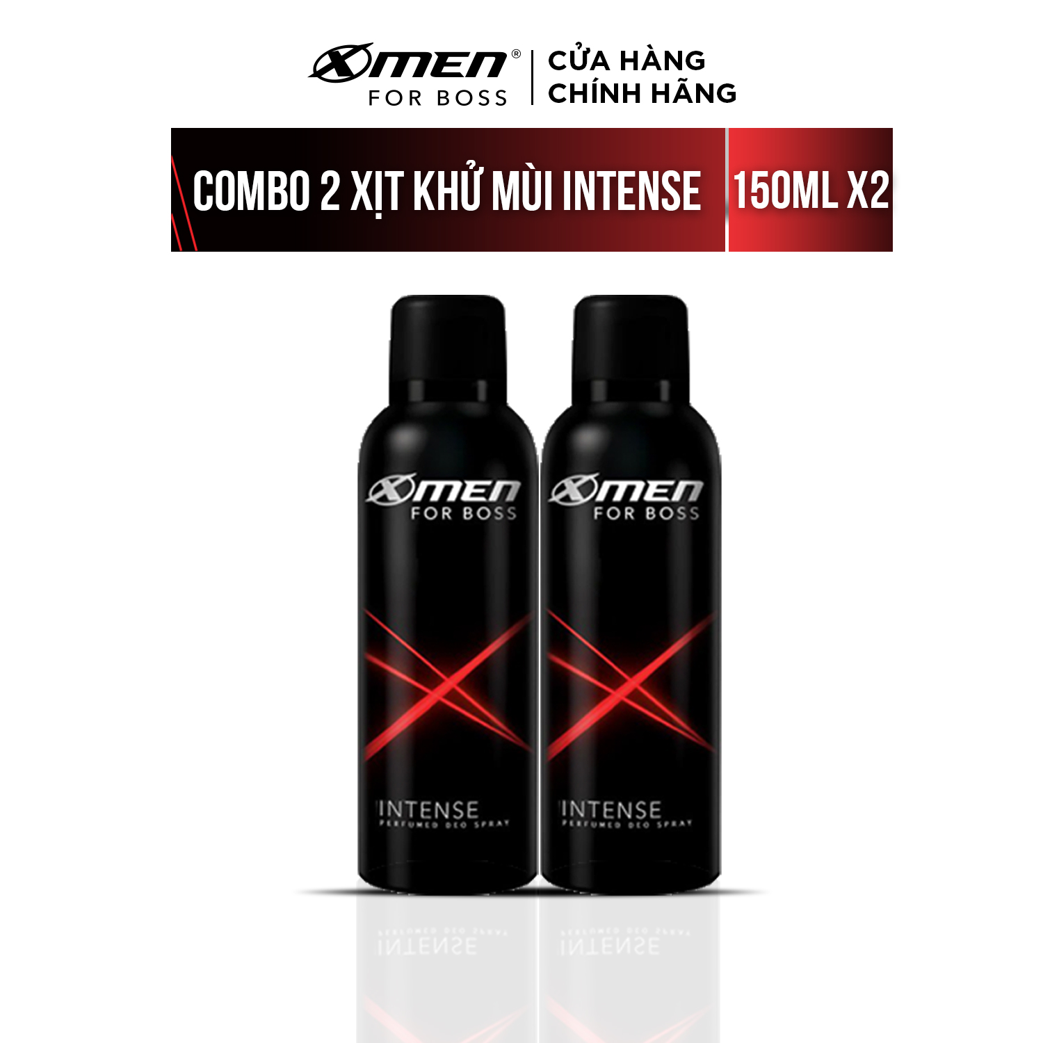 Combo 2 Xịt Khử Mùi XMen For Boss Intense -Mùi Hương Trầm Đầy Nội Lực 150ml